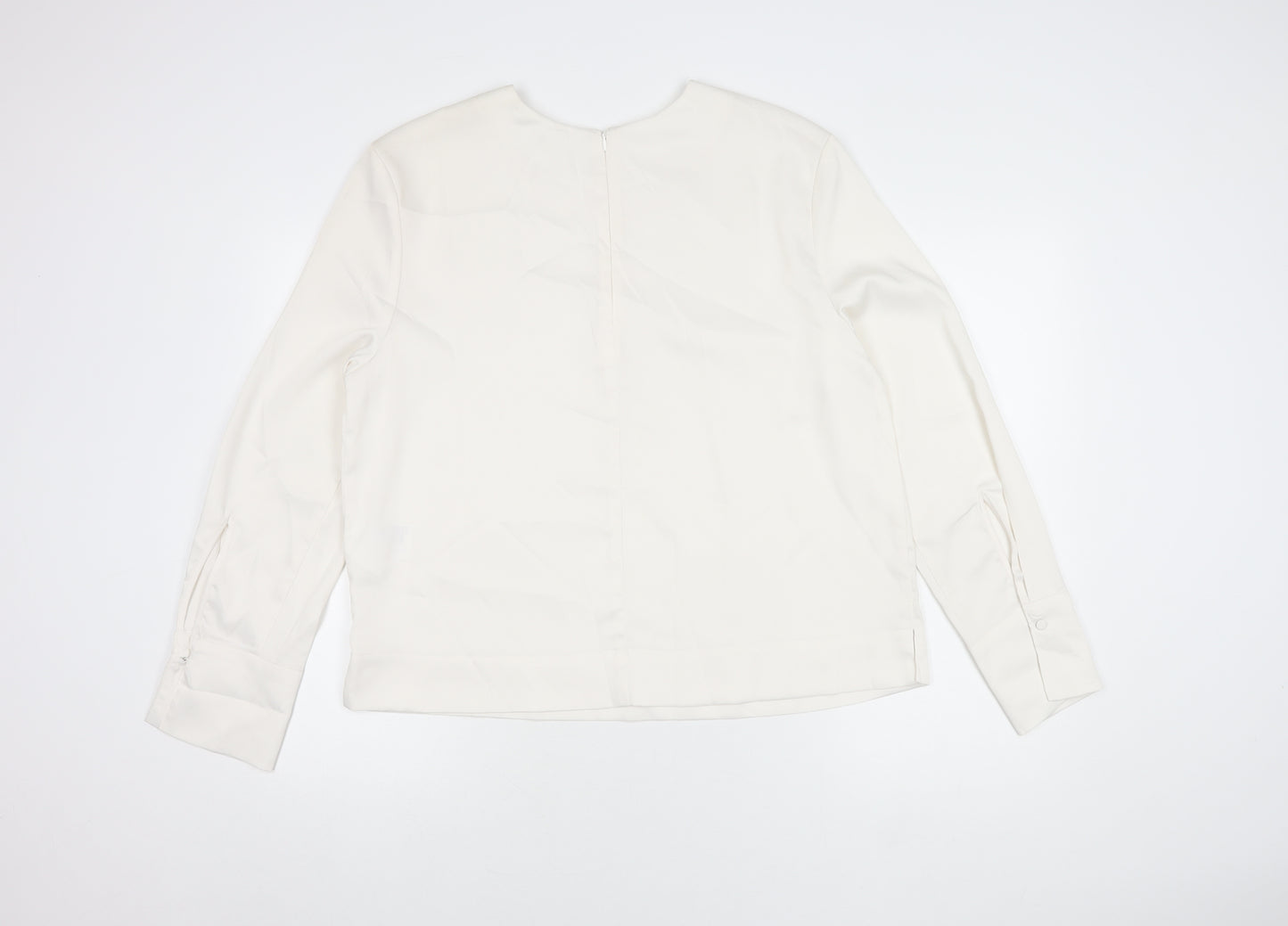 H&M Women's White Long Sleeve Blouse, Size 12