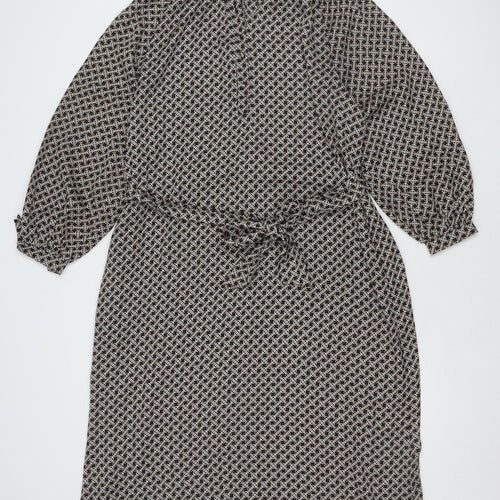 H&M Women's Black Geometric Dress - Size 8