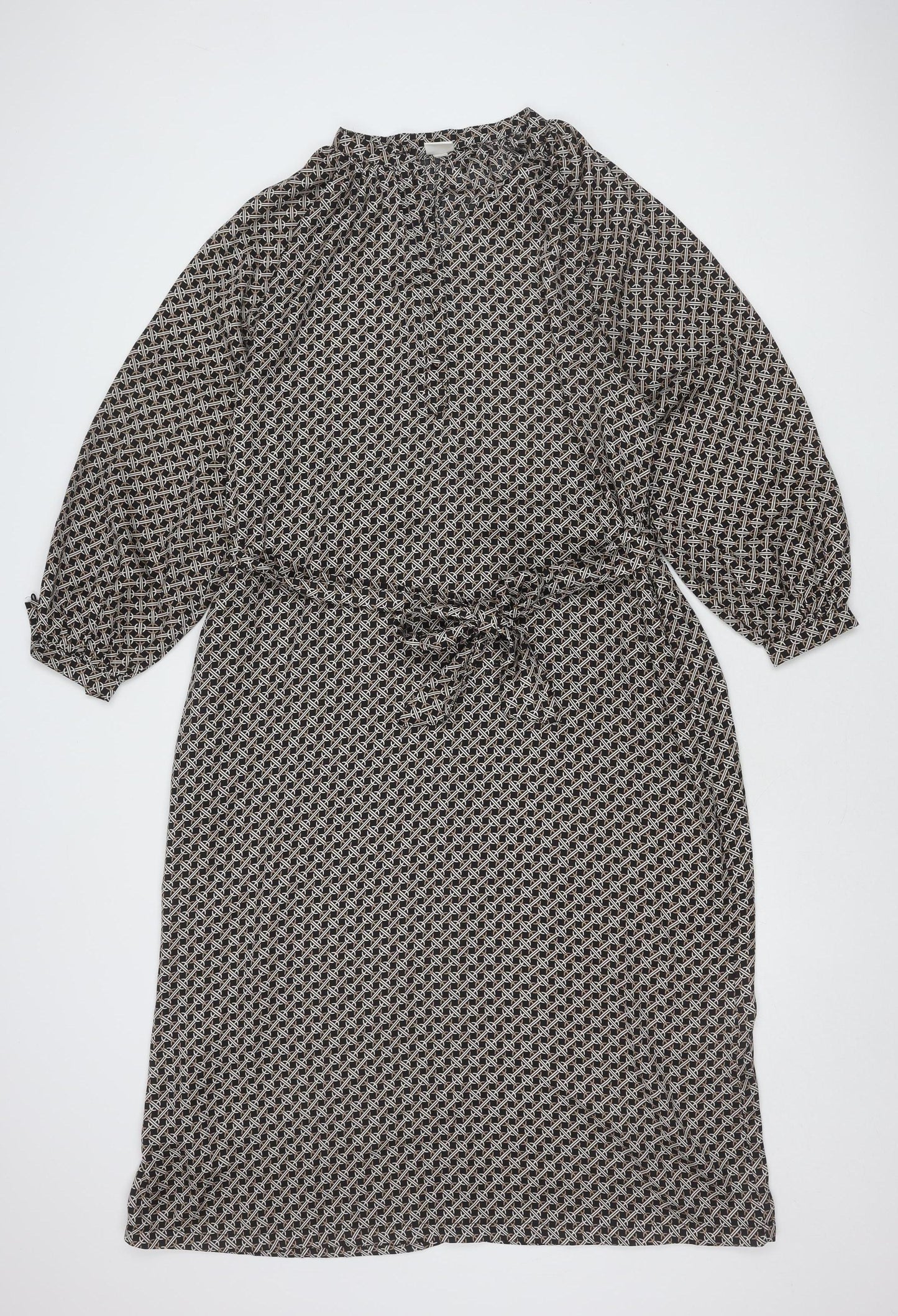 H&M Women's Black Geometric Dress - Size 8