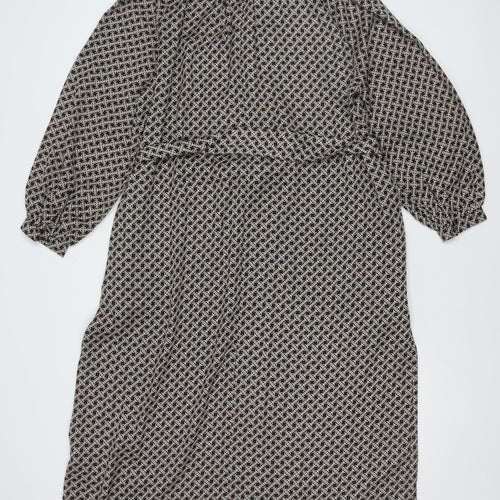 H&M Women's Black Geometric Dress - Size 8