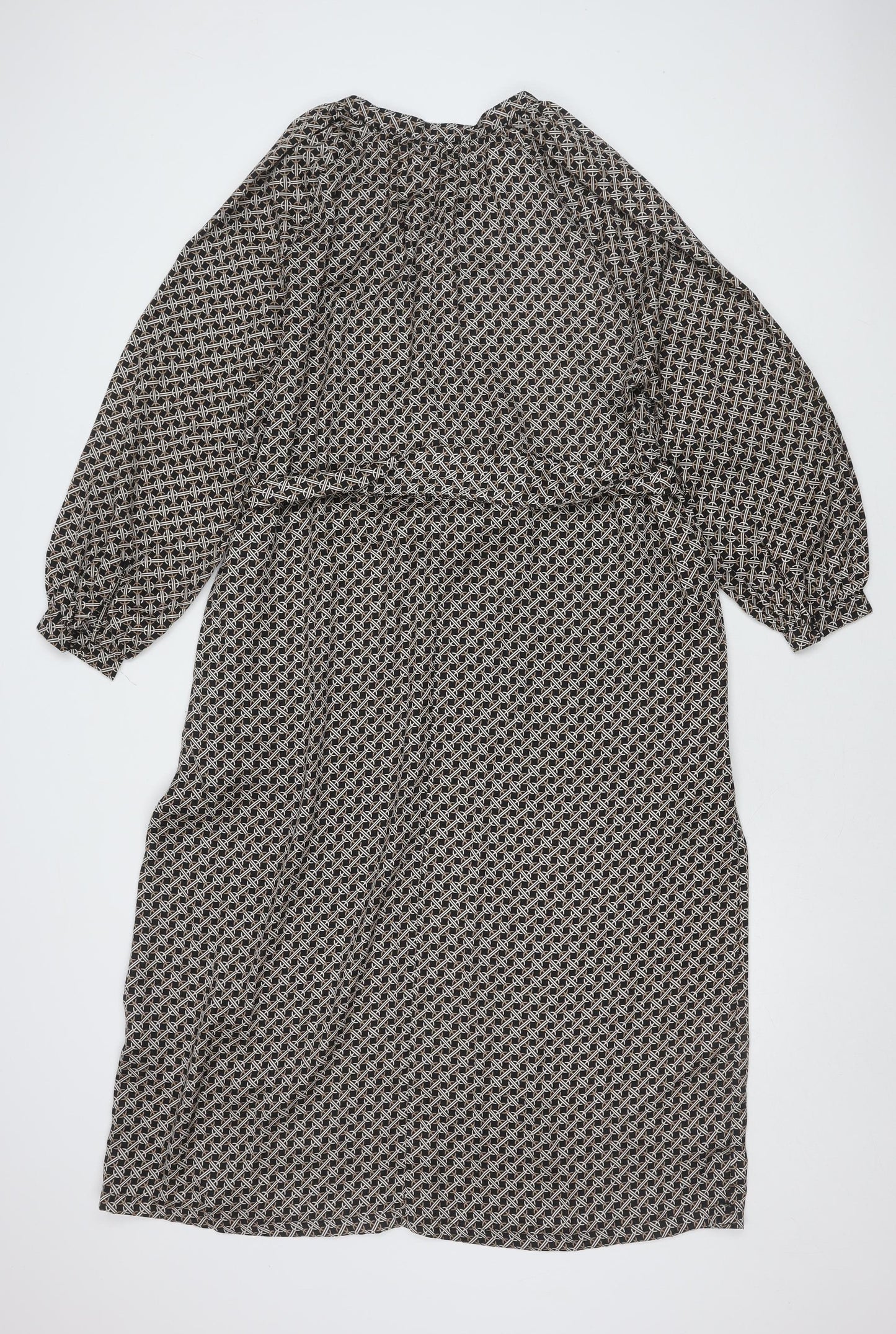 H&M Women's Black Geometric Dress - Size 8