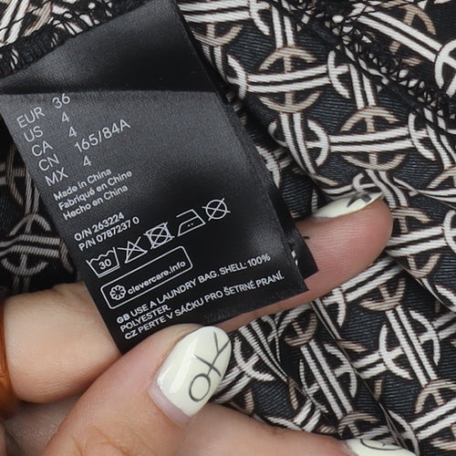 H&M Women's Black Geometric Dress - Size 8