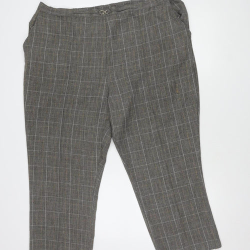Damart Women's Grey Check Trousers, Size 26 - Casual Style