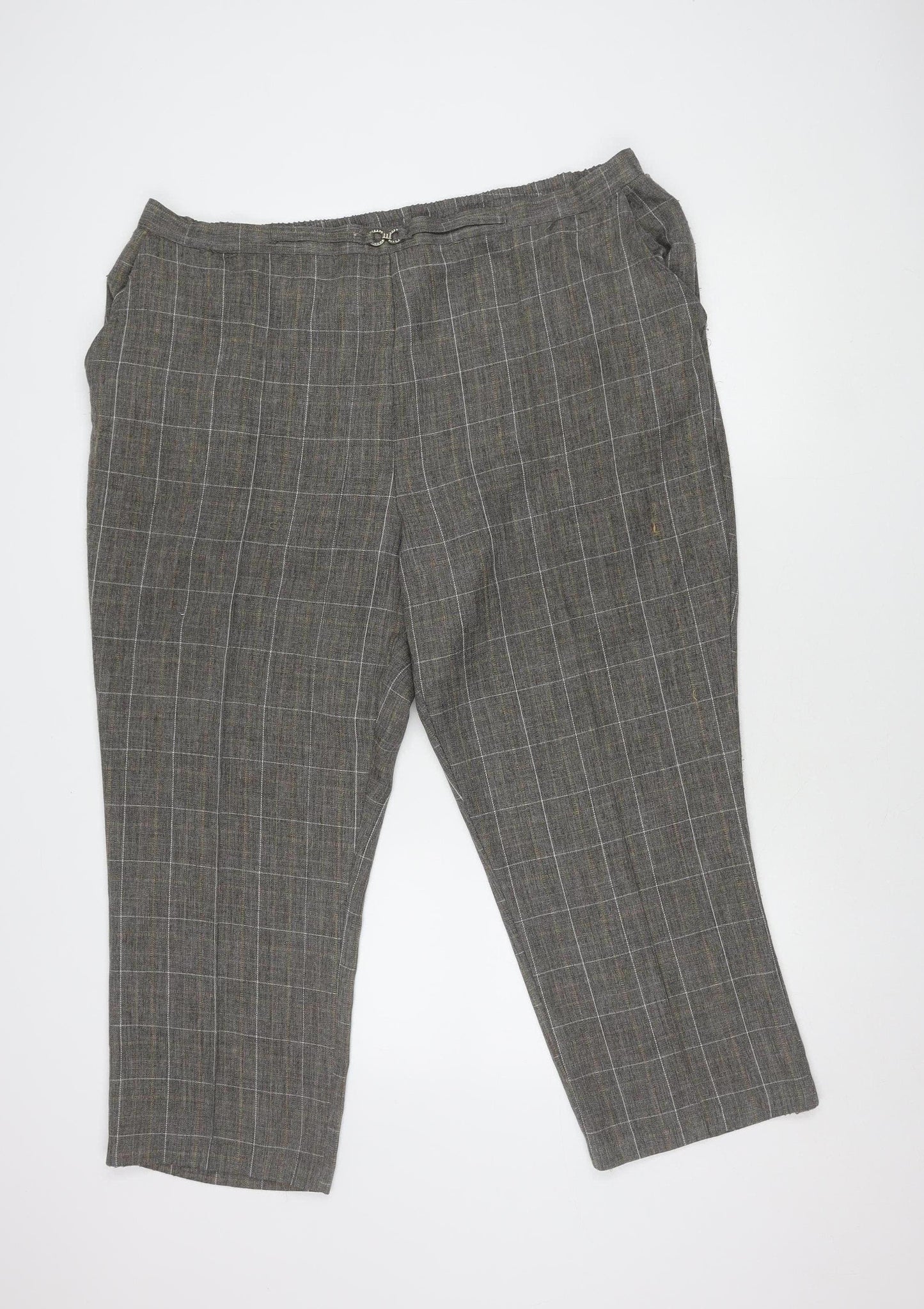Damart Women's Grey Check Trousers, Size 26 - Casual Style
