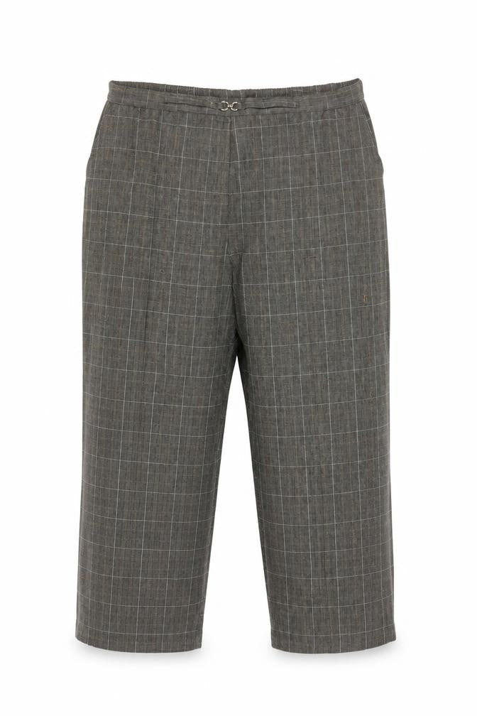 Front view of Damart Women's Grey Check Trousers, size 26, - Casual Style