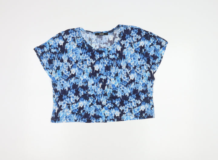 Bik Bok Women’s Blue Floral Cropped Viscose Top