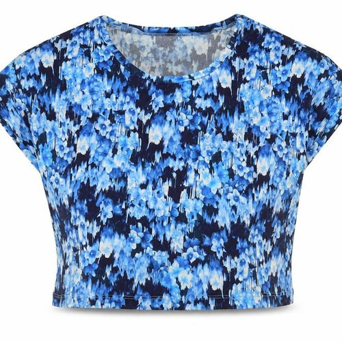 Bik Bok Women’s Blue Floral Cropped Viscose Top