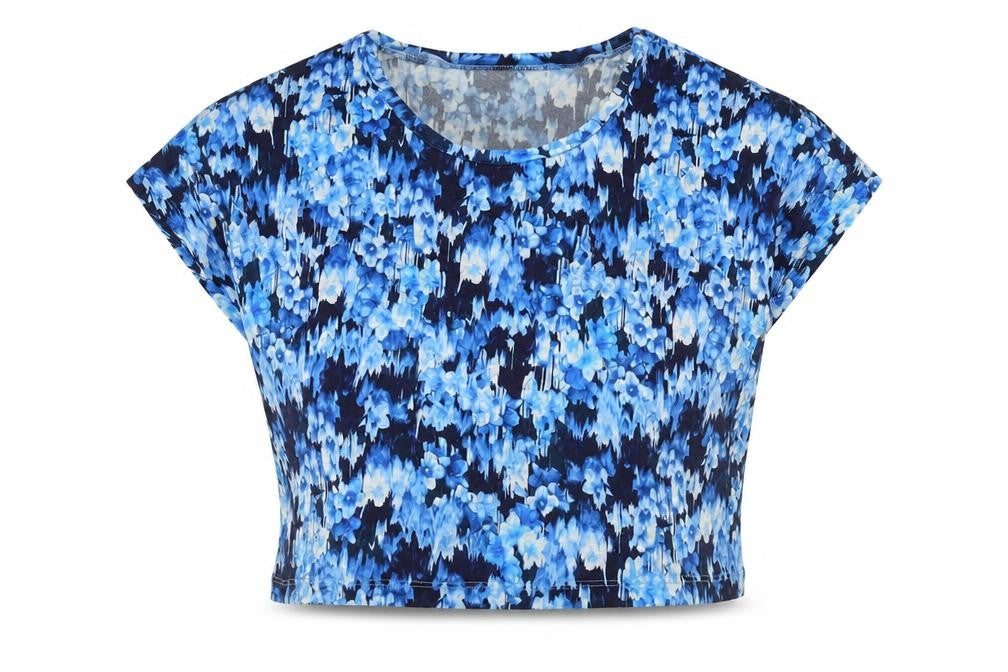 Bik Bok Women’s Blue Floral Cropped Viscose Top