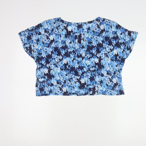 Bik Bok Women’s Blue Floral Cropped Viscose Top