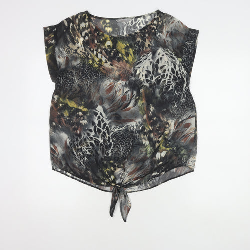 BHS Women's Black Floral Blouse, Size 12, Lightweight, Spring