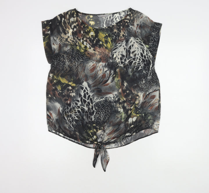 BHS Women's Black Floral Blouse, Size 12, Lightweight, Spring