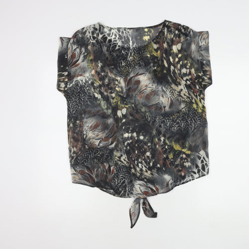 BHS Women's Black Floral Blouse, Size 12, Lightweight, Spring