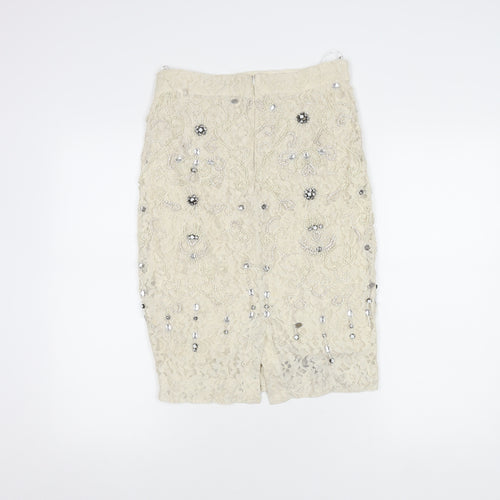 Zara Woman Ivory Beaded Lace Skirt XS Women