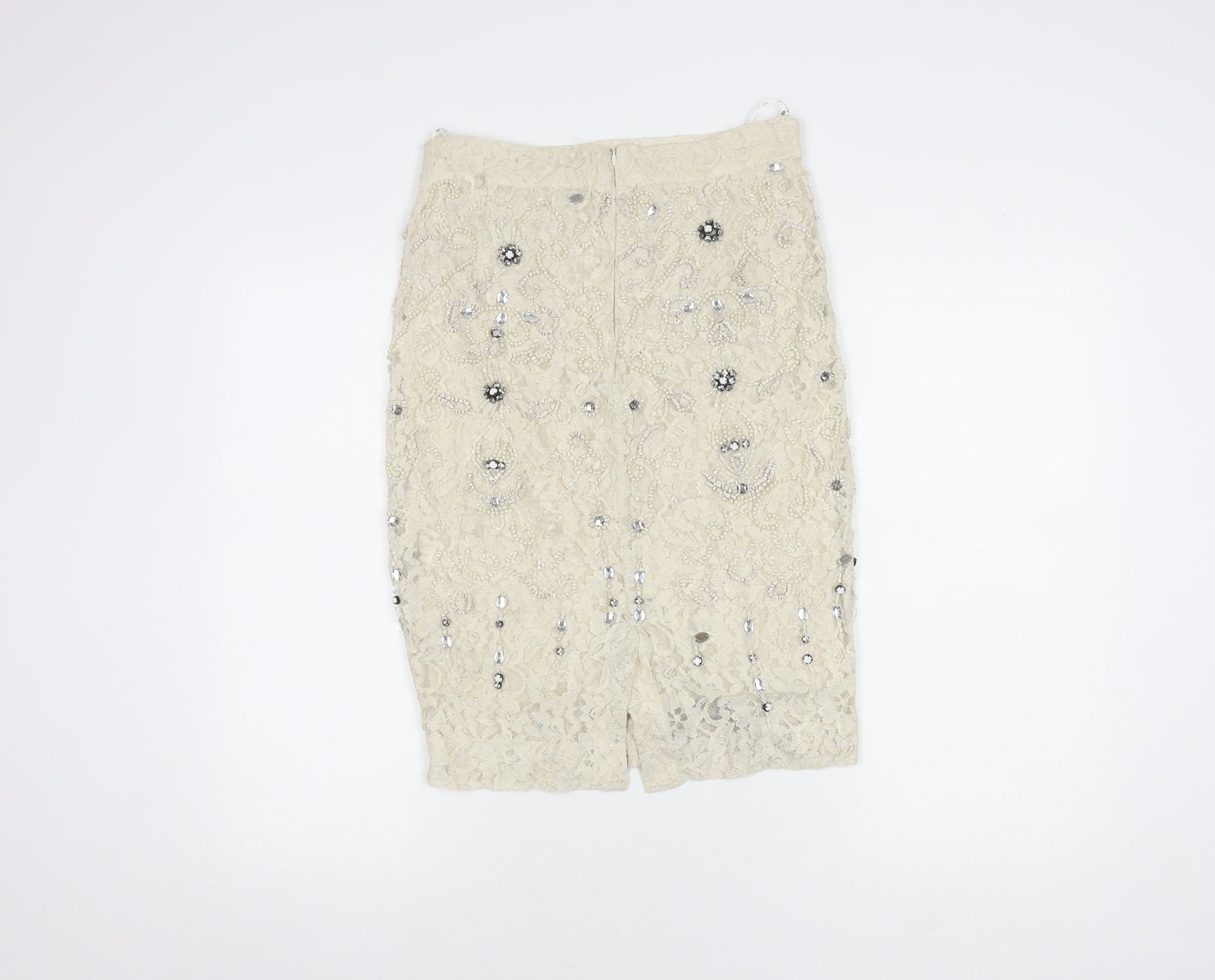 Zara Woman Ivory Beaded Lace Skirt XS Women