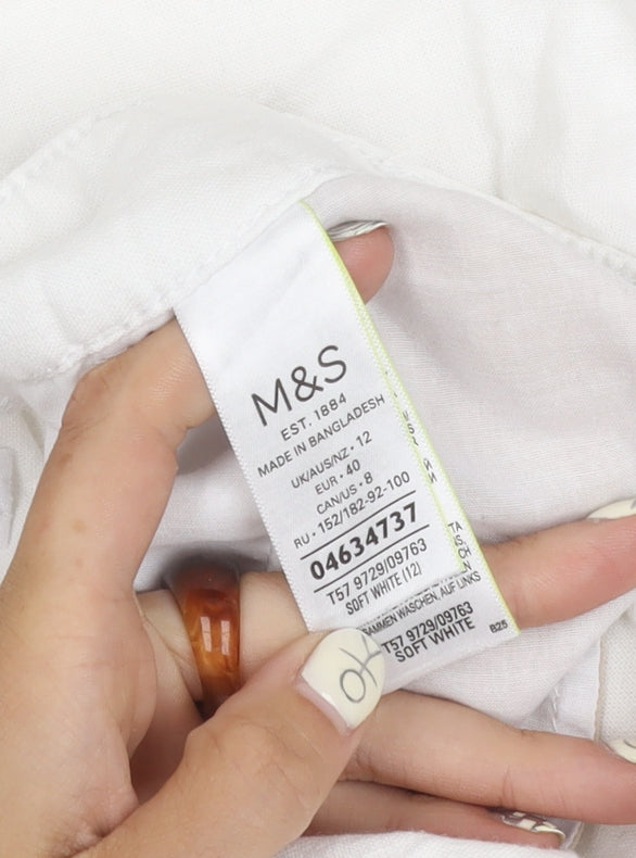 Marks and Spencer Women's White Button Linen Skirt Size 12