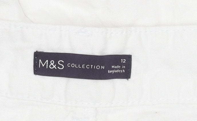 Marks and Spencer Women's White Button Linen Skirt Size 12