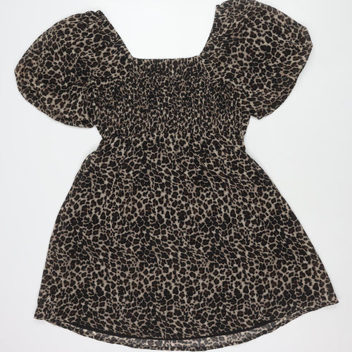 Wednesday's Girl Women's Black Animal Print Dress Size 14
