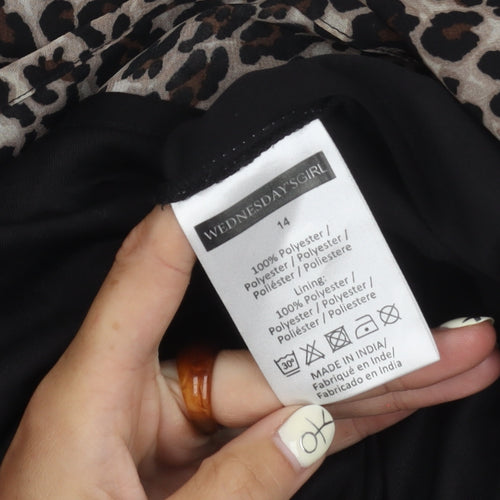 Wednesday's Girl Women's Black Animal Print Dress Size 14