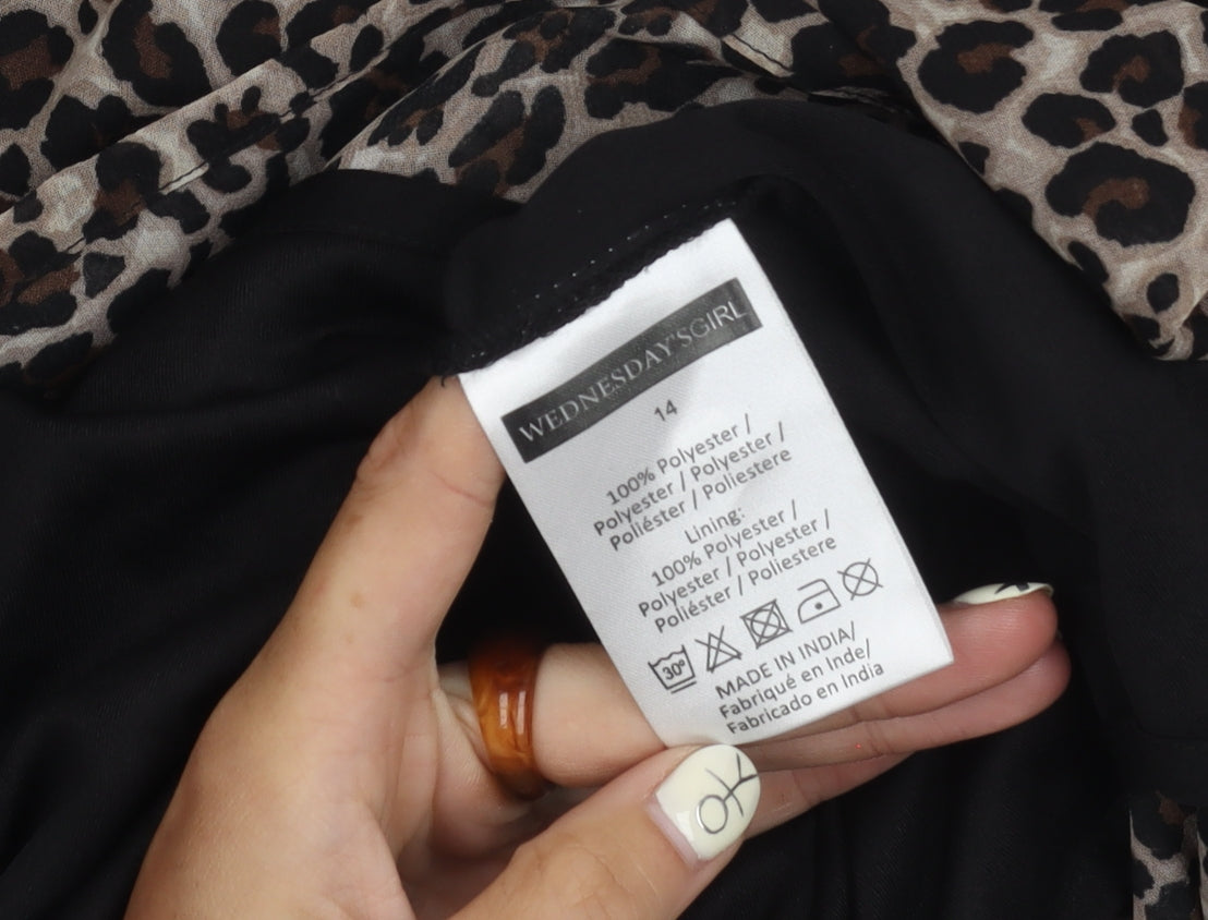 Wednesday's Girl Women's Black Animal Print Dress Size 14