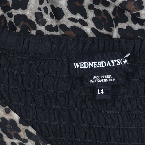 Wednesday's Girl Women's Black Animal Print Dress Size 14