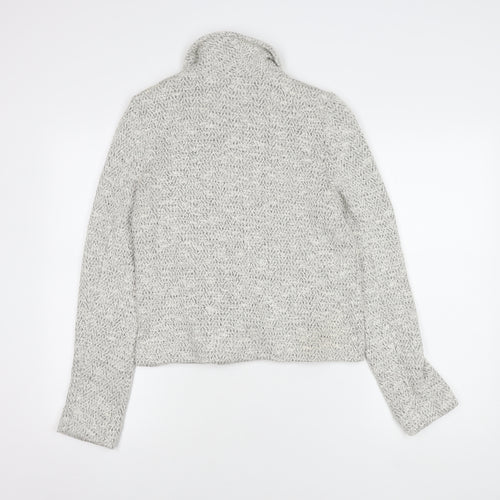Miss Selfridge Women's Grey Cropped Motorcycle Jacket