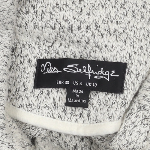 Miss Selfridge Women's Grey Cropped Motorcycle Jacket