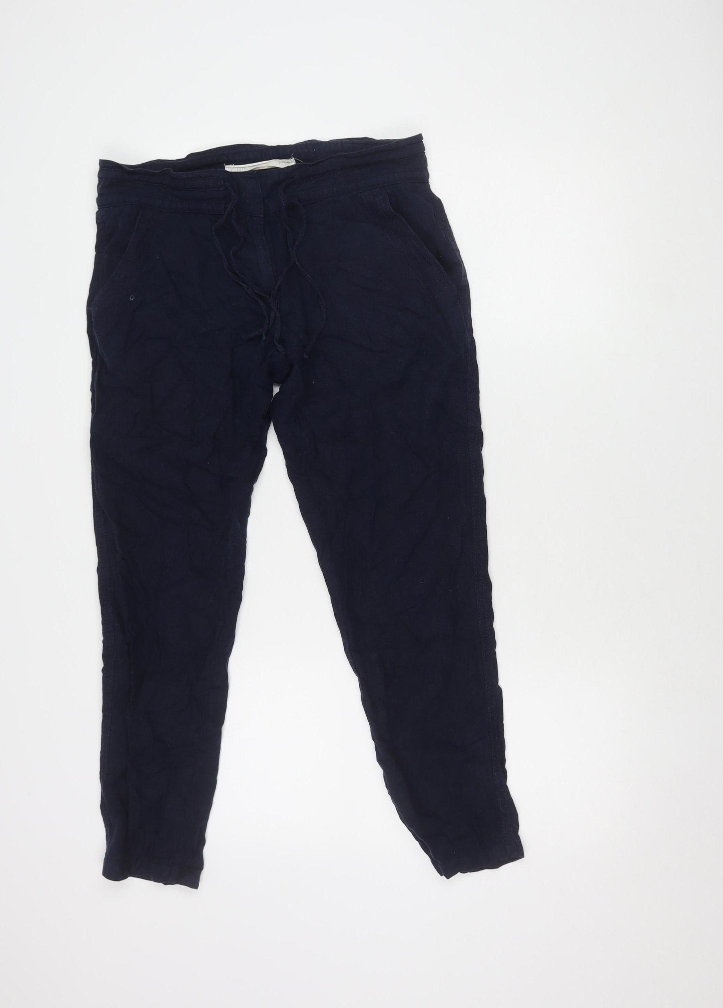 Next Women's Blue Linen Trousers Size 10