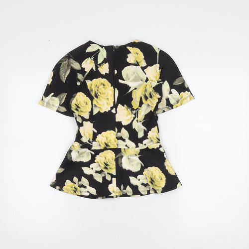 ASOS Women's Black Floral Top, Size 6, Short Sleeve