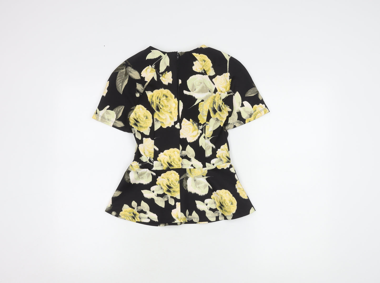 ASOS Women's Black Floral Top, Size 6, Short Sleeve
