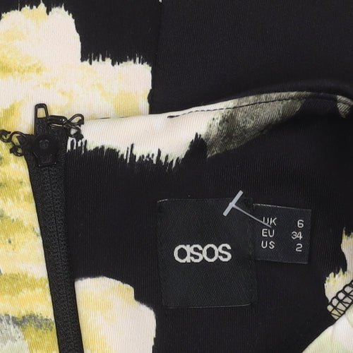 ASOS Women's Black Floral Top, Size 6, Short Sleeve