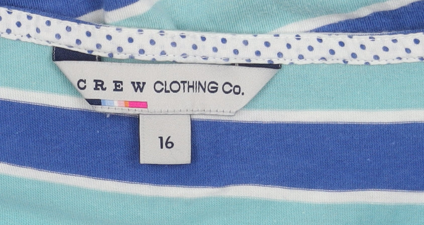 Crew Clothing Co. Women's Blue Striped T-Shirt Size 16