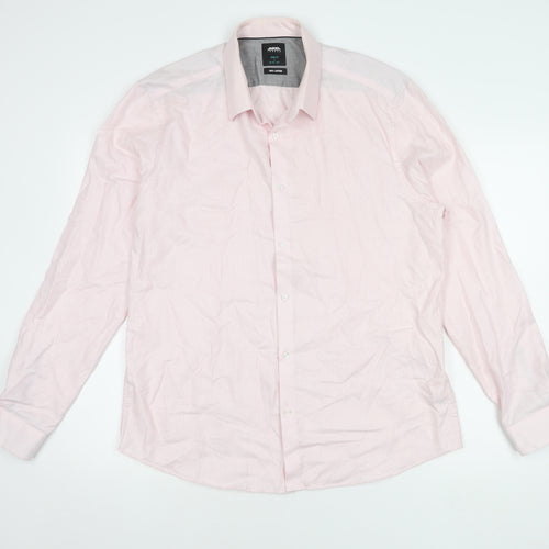 Burton Men's Pink Slim Fit Long Sleeve Cotton Shirt L