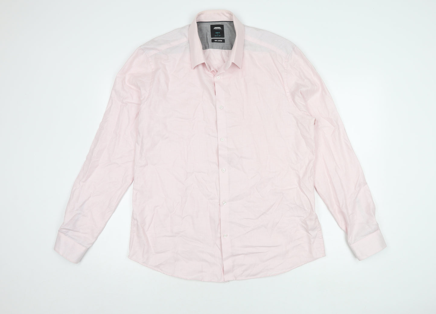 Burton Men's Pink Slim Fit Long Sleeve Cotton Shirt L
