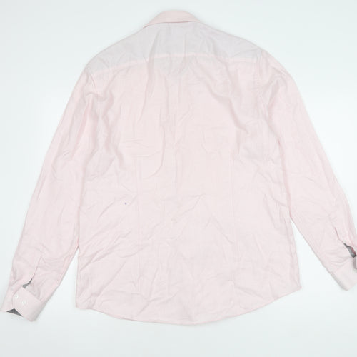 Burton Men's Pink Slim Fit Long Sleeve Cotton Shirt L