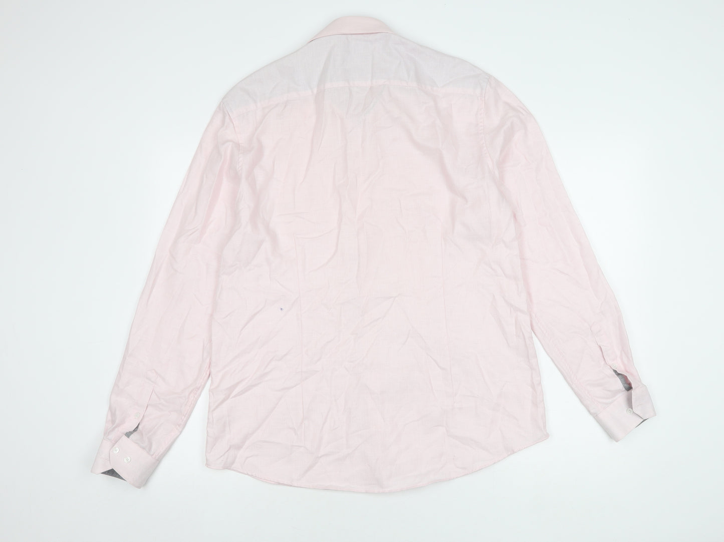 Burton Men's Pink Slim Fit Long Sleeve Cotton Shirt L
