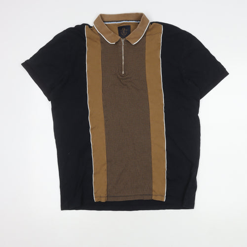 Next Men's L Black Brown Check Polo Shirt