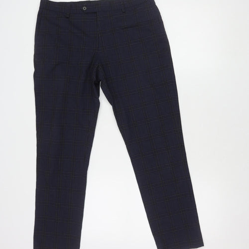 NEXT Men's Blue Check Trousers - Size M