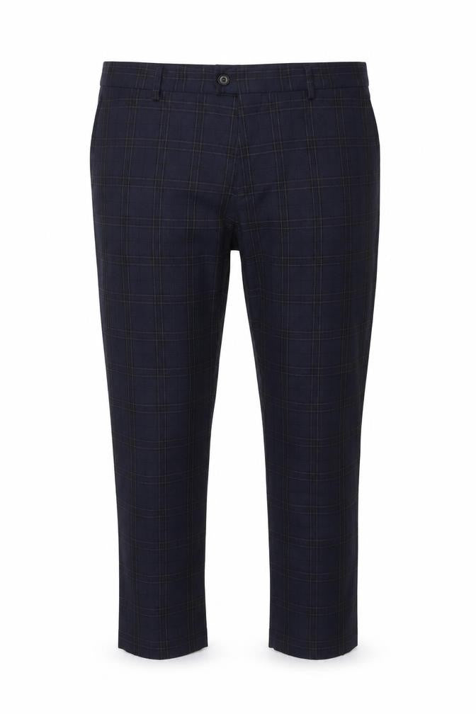 Front view of Next Men's Blue Check Trousers -, size M