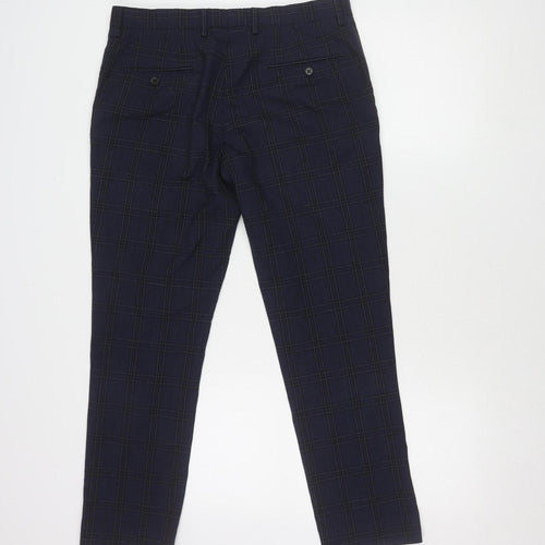 NEXT Men's Blue Check Trousers - Size M