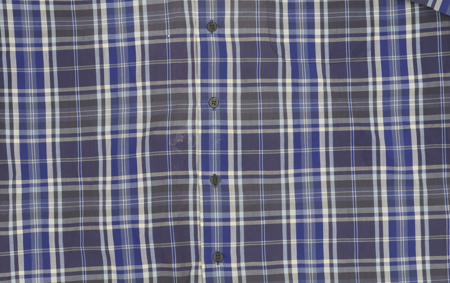Peter England Men's Blue Plaid Short Sleeve Shirt L