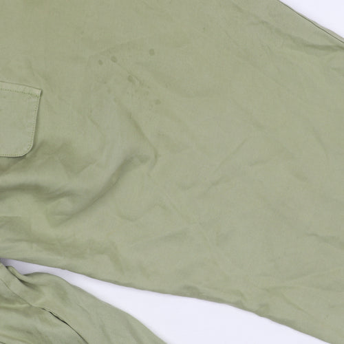 ZARA Green Shirt Dress, S, Women's Long Sleeve Collared