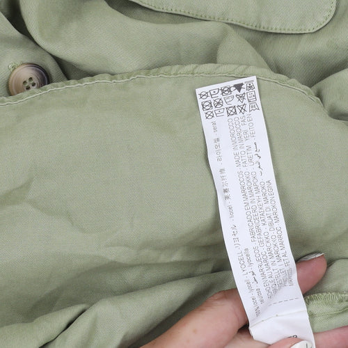 ZARA Green Shirt Dress, S, Women's Long Sleeve Collared