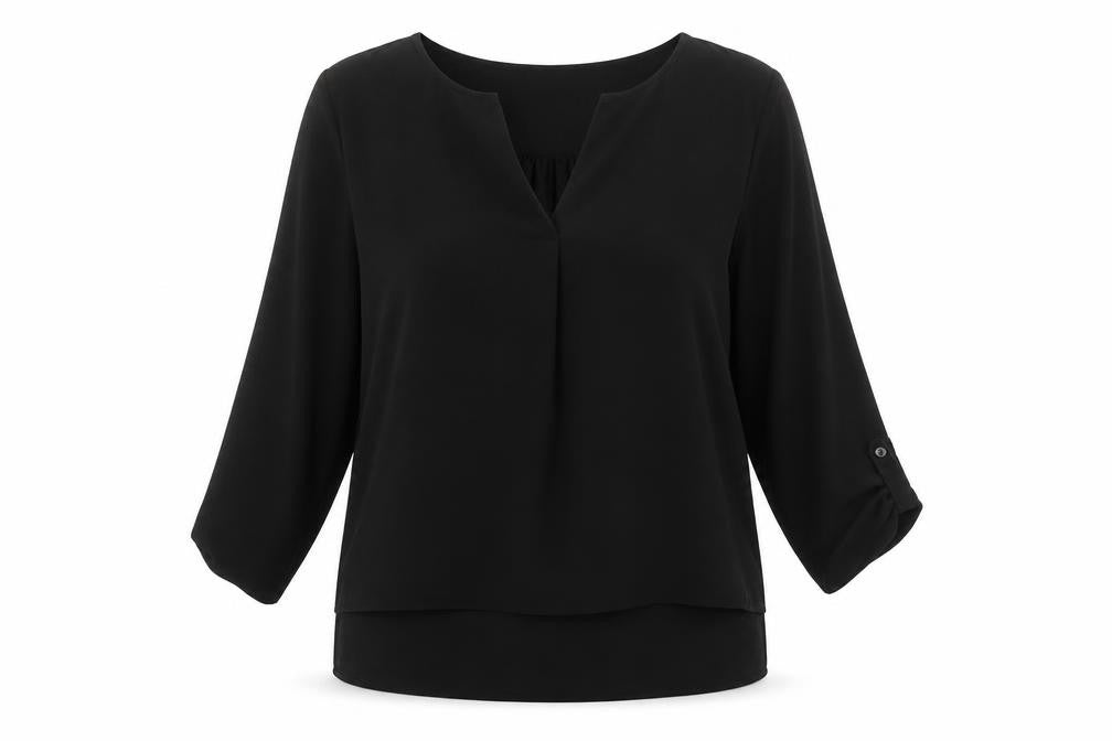 Front view of Vero Moda Women's Black 3/4 Sleeve Top M