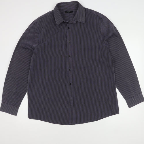 Thomas Nash Men's Black Striped Button-Up Shirt L