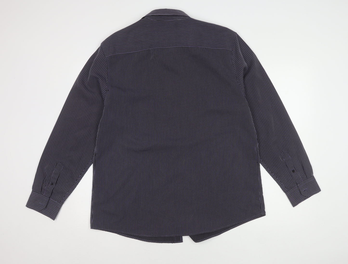 Thomas Nash Men's Black Striped Button-Up Shirt L