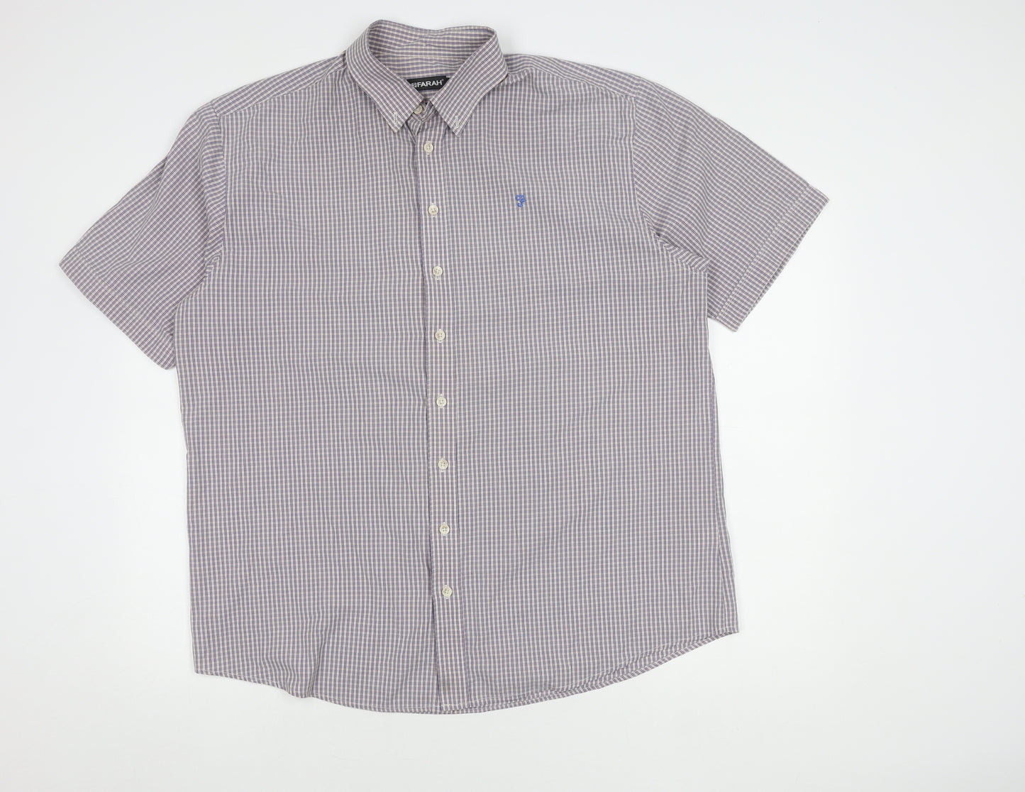 Farah Men's XL Check Button-Up Short Sleeve Shirt