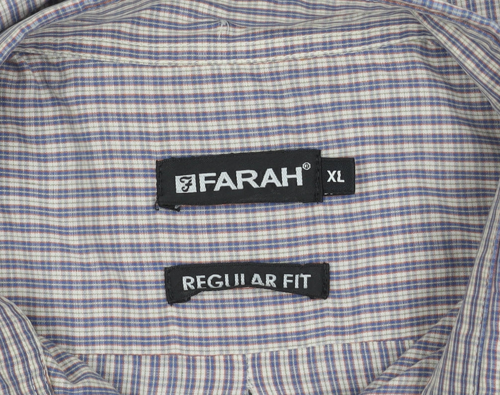 Farah Men's XL Check Button-Up Short Sleeve Shirt