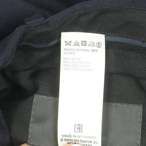 Marks and Spencer Men's Black Regular Fit Trousers