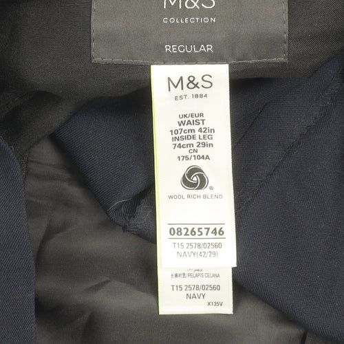 Marks and Spencer Men's Black Regular Fit Trousers