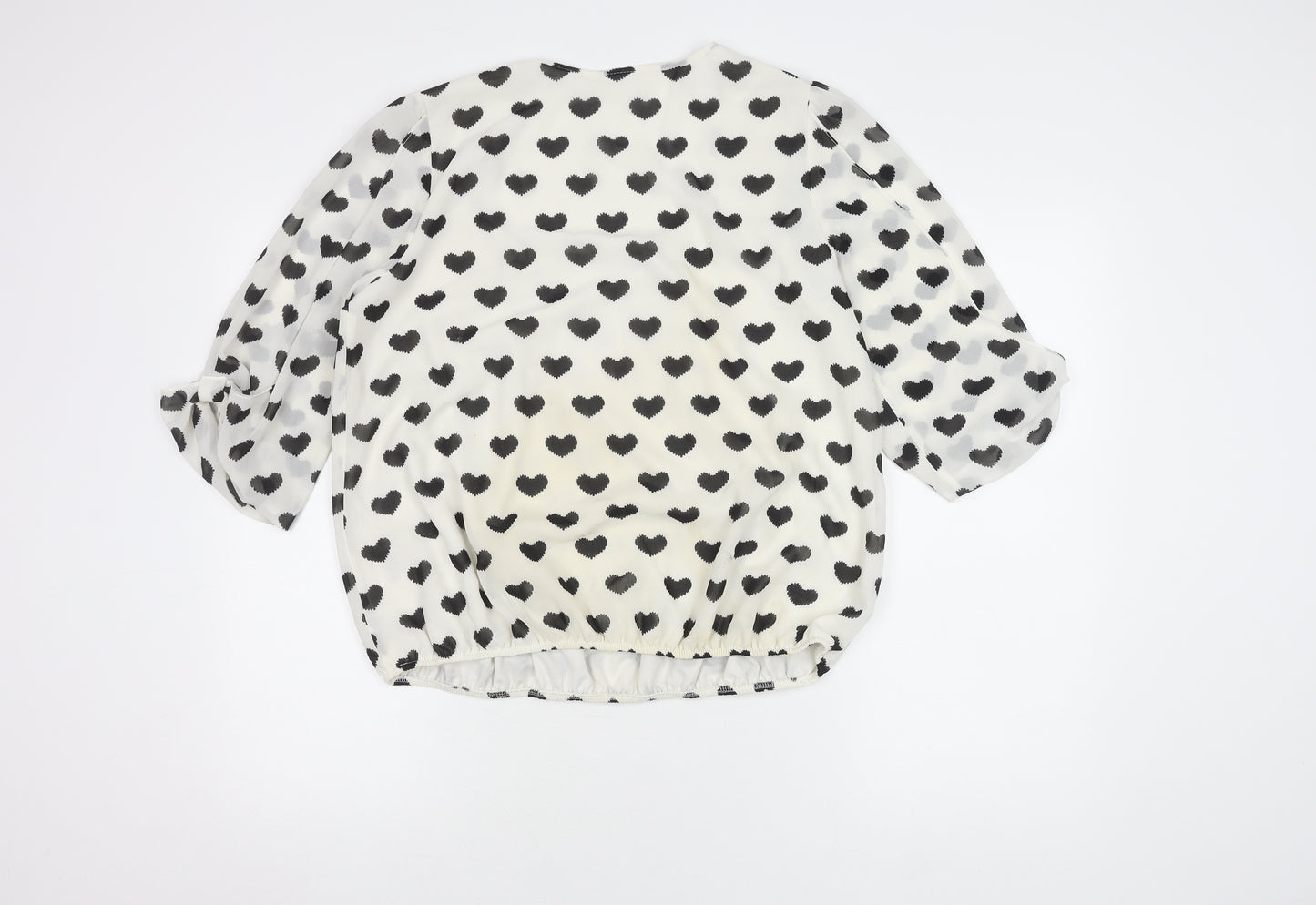 Wallis Petite Women's White Polka Dot 3/4 Sleeve Top M